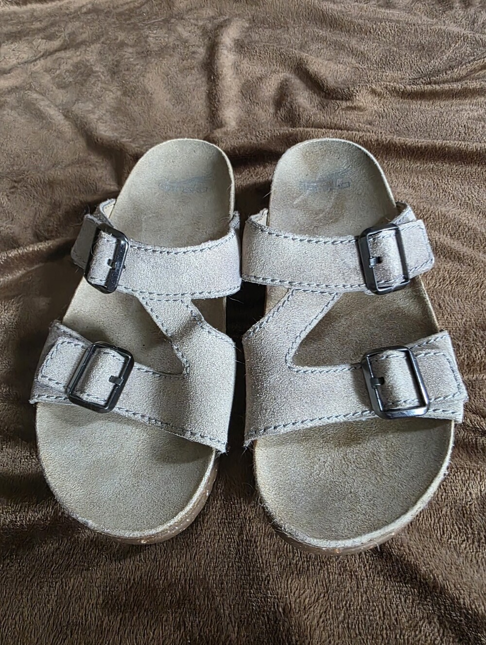 Dansko Danya Gray Suede Double-Buckle Sandals - Womens EU 38